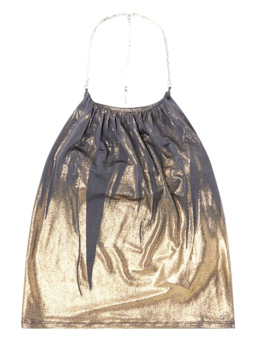 Diesel Halter-Style Metallic Gray Top With Subtle Shimmer