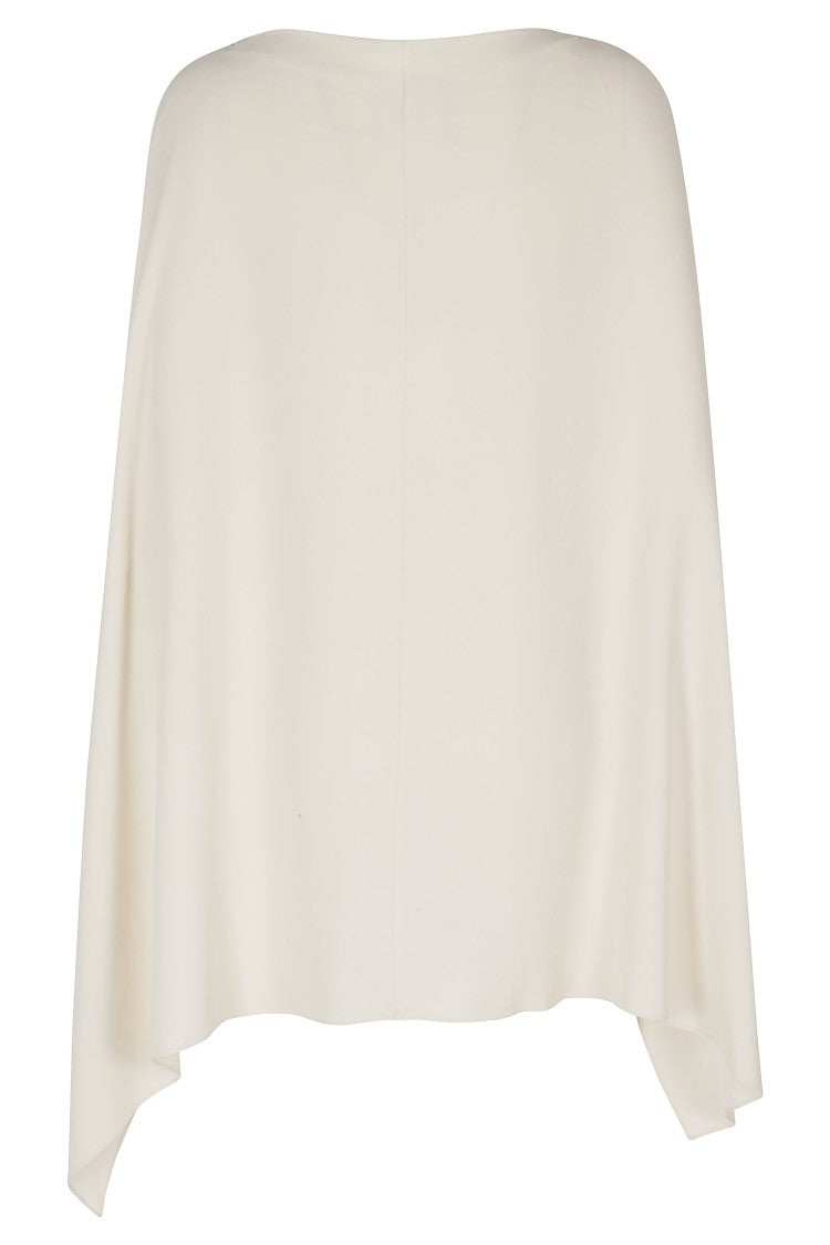 Alberta Ferretti Ivory Asymmetrical Hem Viscose Cape