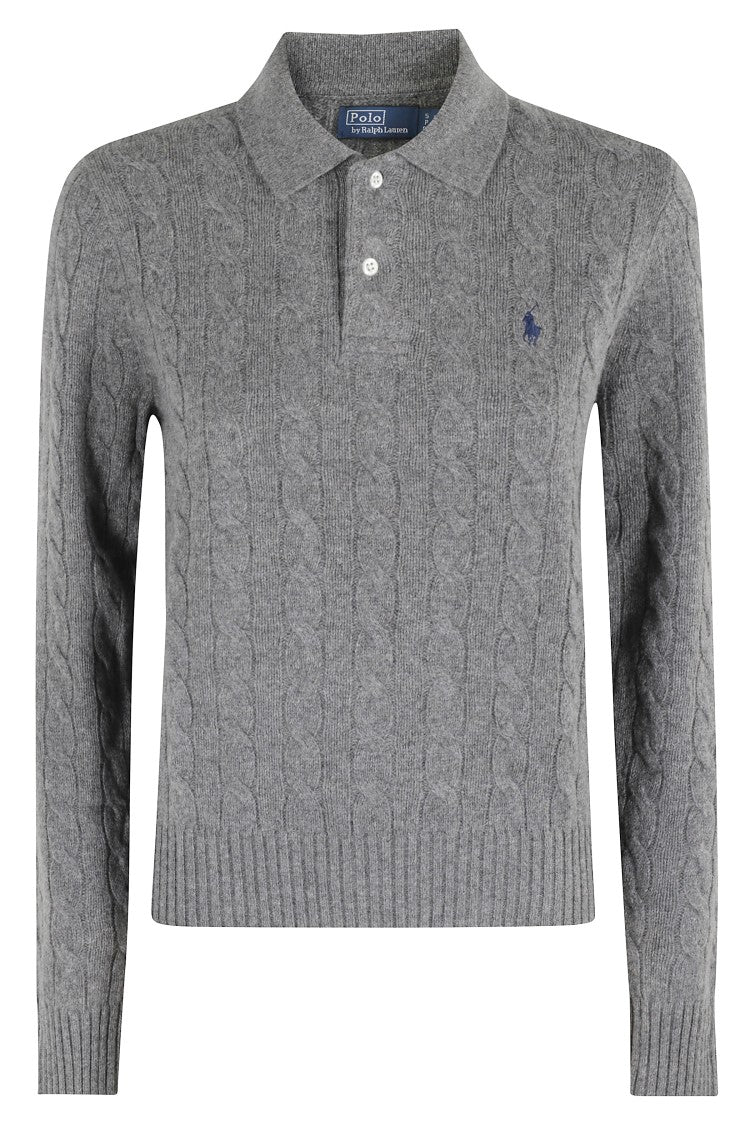 Polo Ralph Lauren Cable Knit Polo Sweater With Classic Collar And Ribbed Cuffs