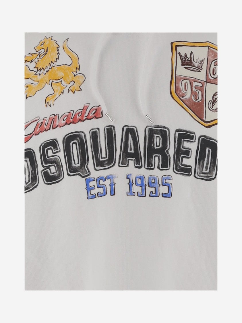 Dsquared2 Cotton Sweatshirt With Adjustable Hood And Logo Print