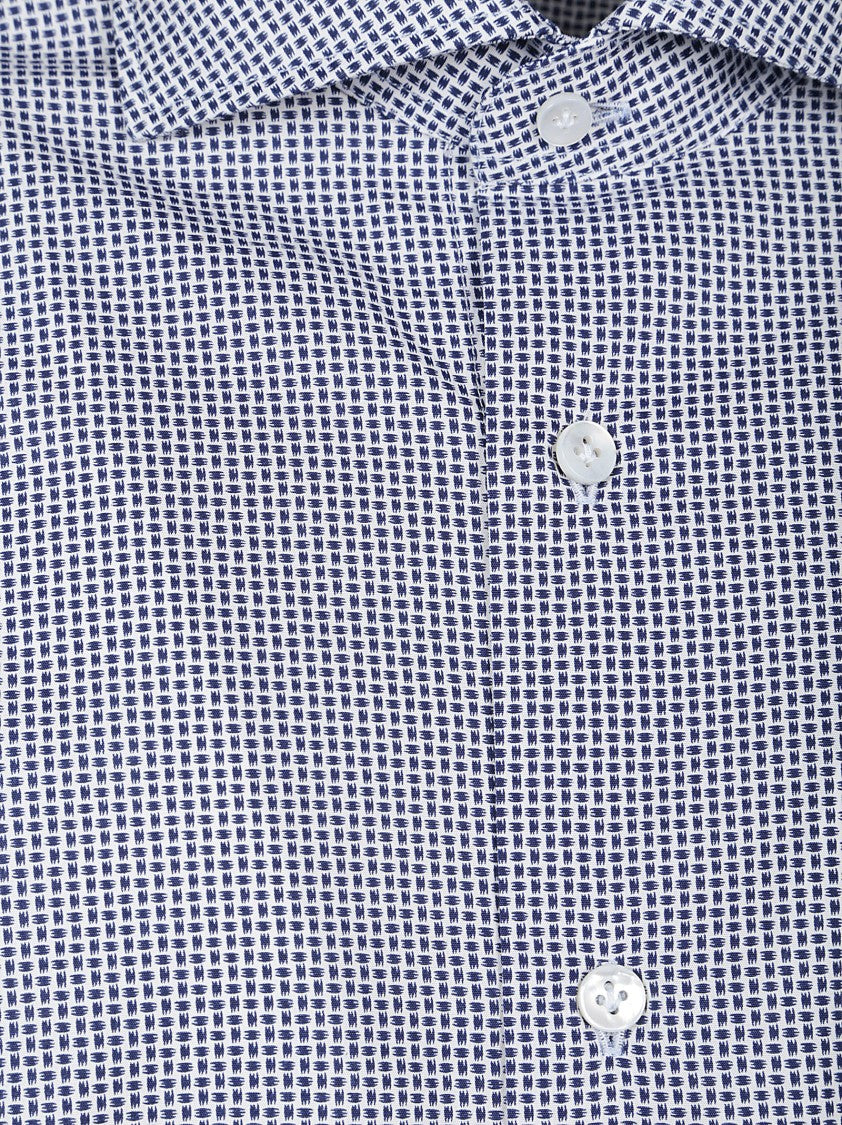 Barba Napoli Long Sleeve Geometric Cotton Shirt