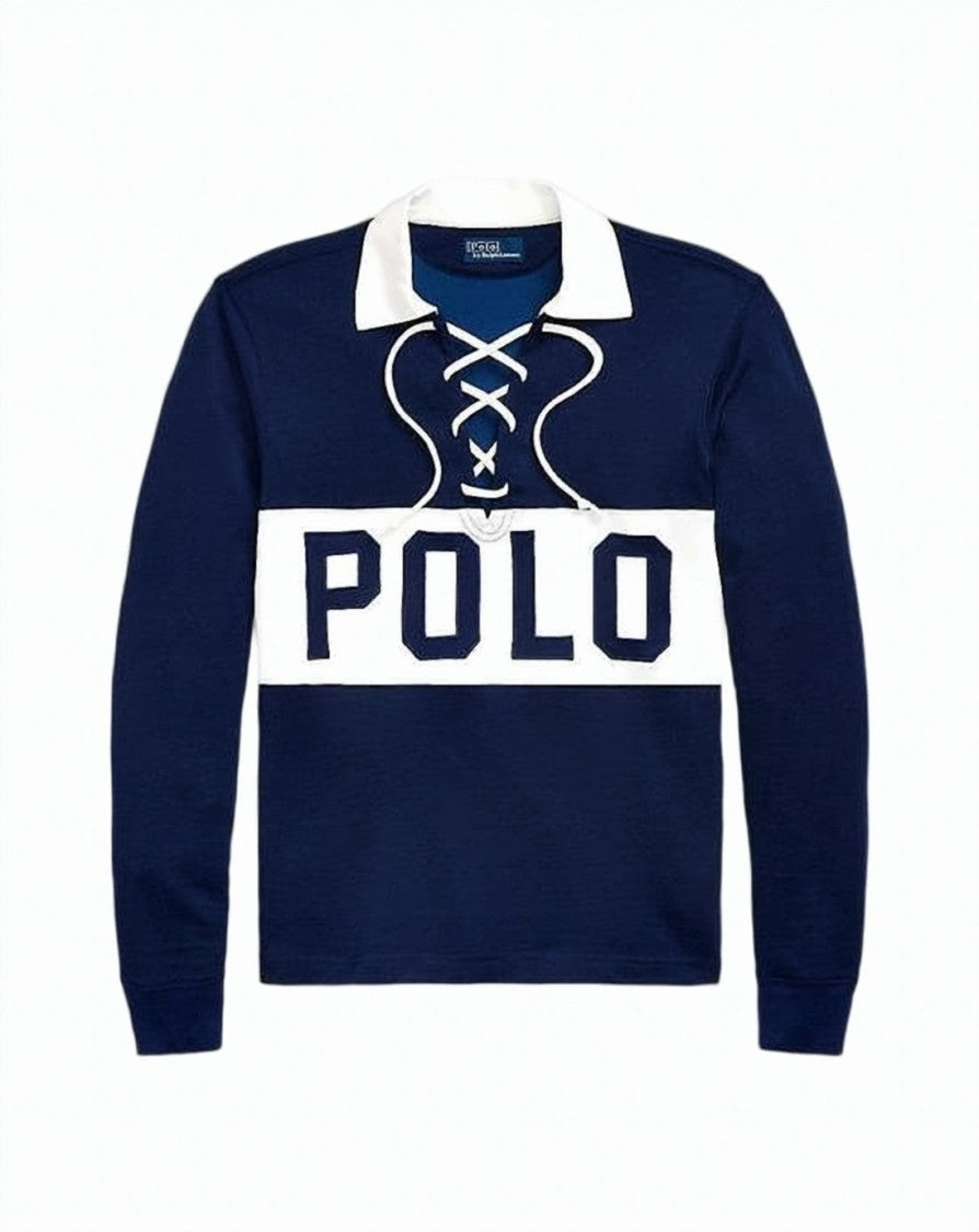 Polo Ralph Lauren Lace-Up Long-Sleeve Top With Contrasting Collar