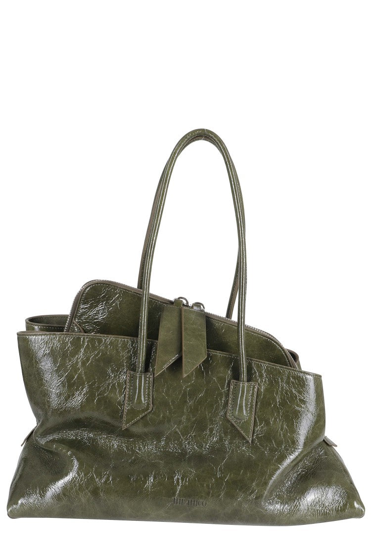 The Attico Olive Green La Passeggiata Medium Leather Shoulder Bag
