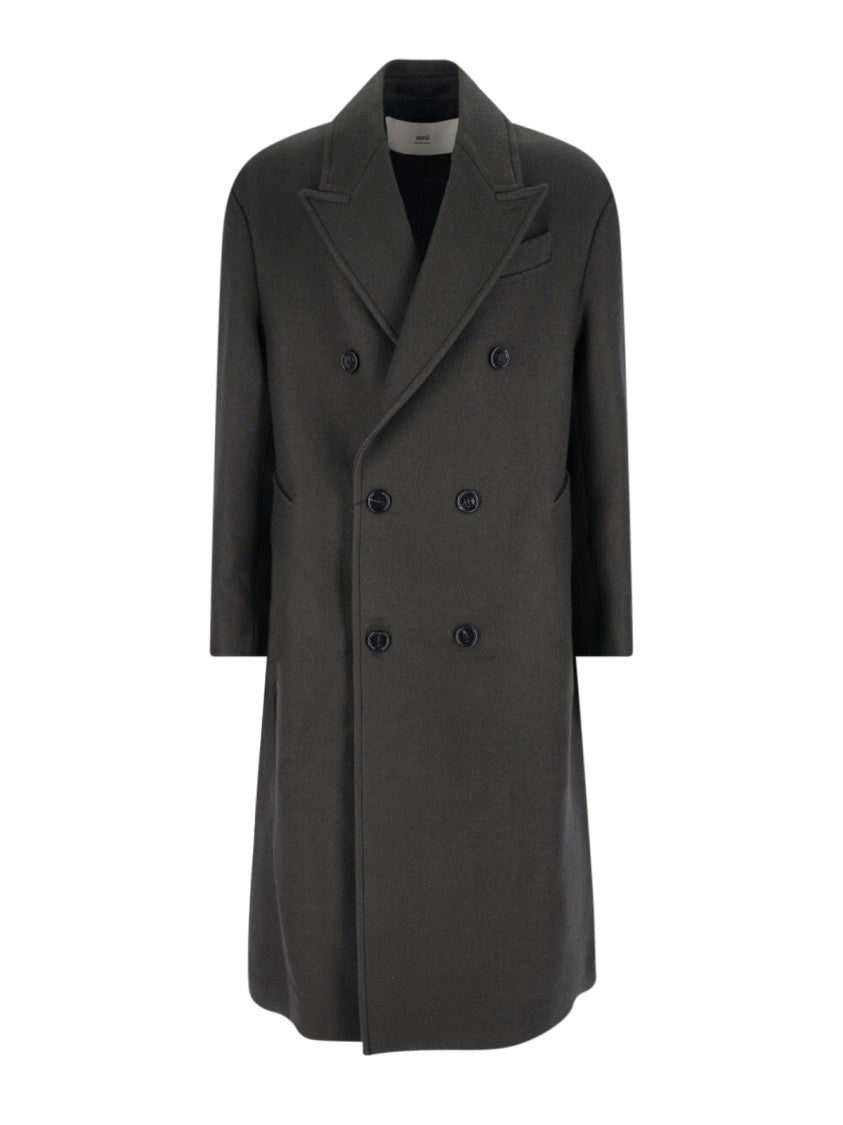 Ami Double-Breasted Coat – Grey