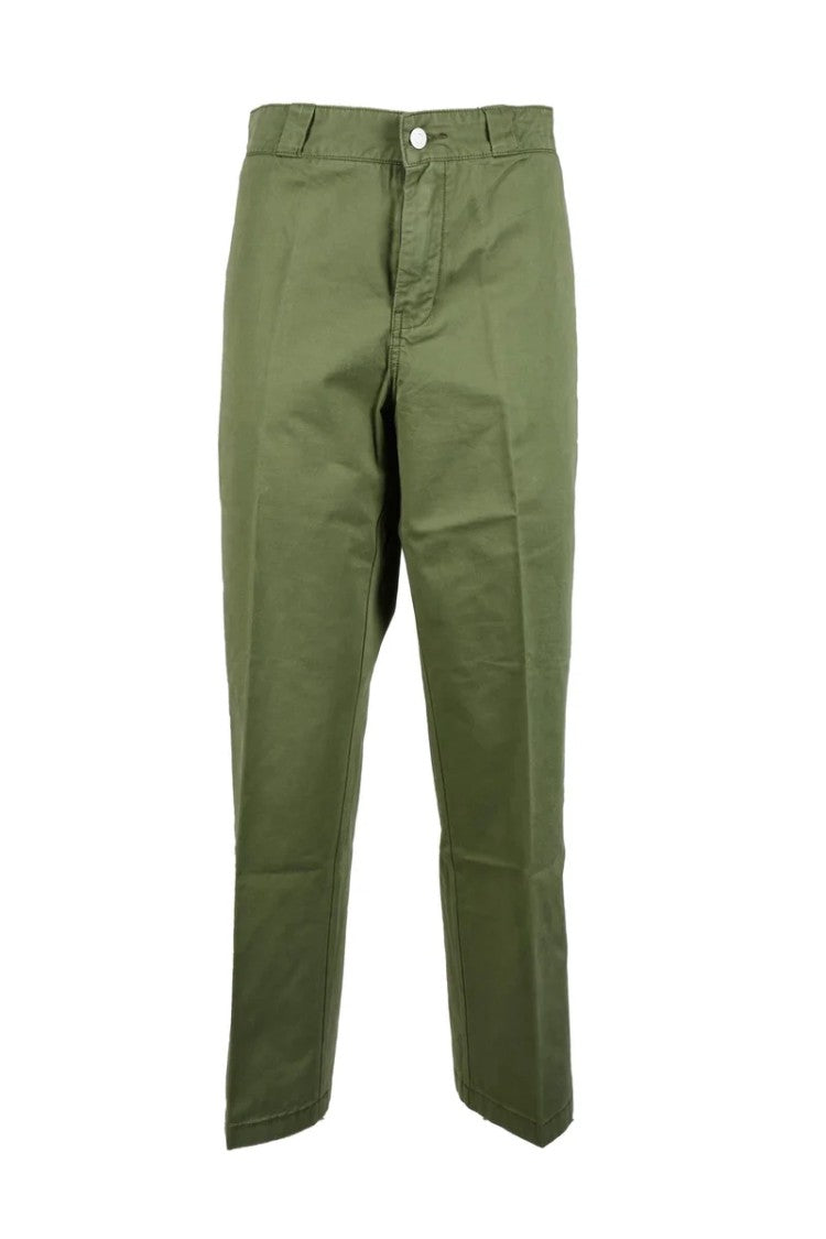 Replay Straight-Leg Cotton Trousers With Mid-Rise Waist And Authentic Texture