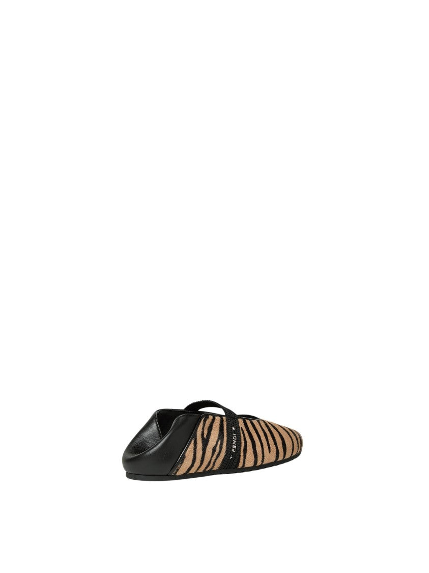 Fendi Multicolour Academia Tiger Stripe Calf Hair Flats