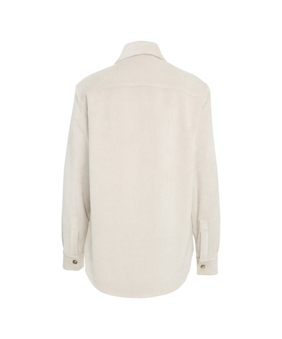 Gender Textured Corduroy Blouse With Classic Collar