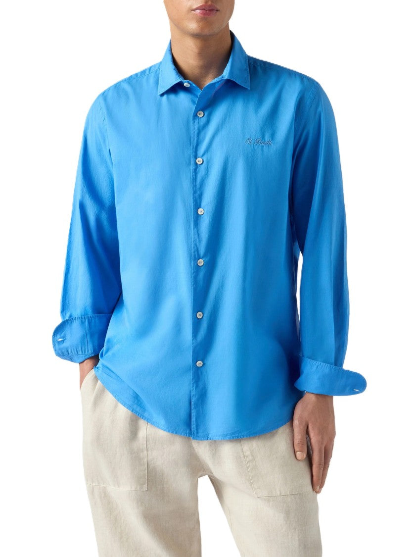 Mc2 Saint Barth Blue Voile Cotton Casual Shirt