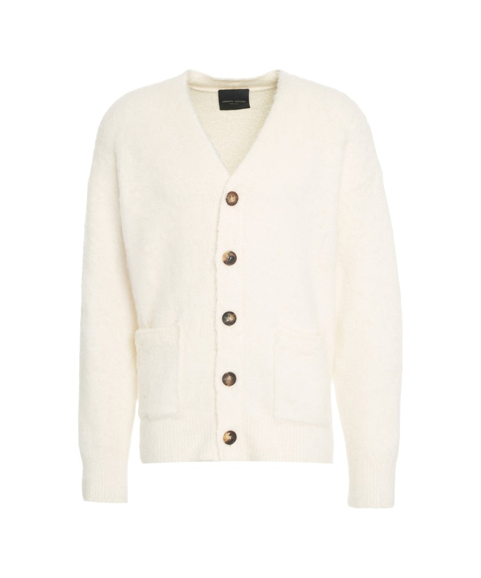 Roberto Collina Beige Structured Knit Cardigan