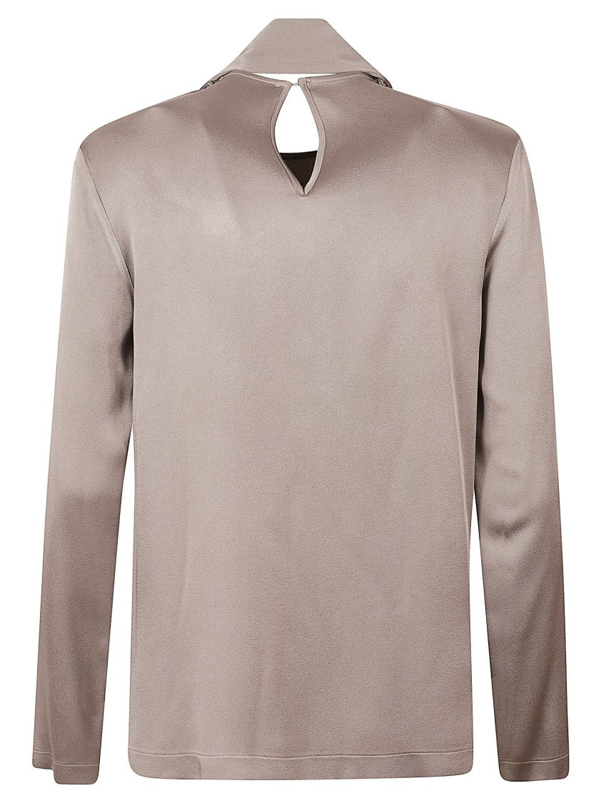 Fabiana Filippi Silk-Blend Sweater With Draped Panels And Keyhole Detail