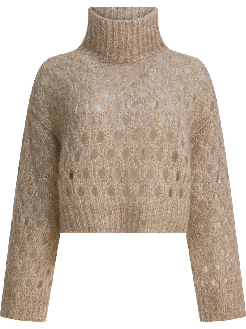 Brunello Cucinelli "Dazzling Net" Turtleneck Sweater
