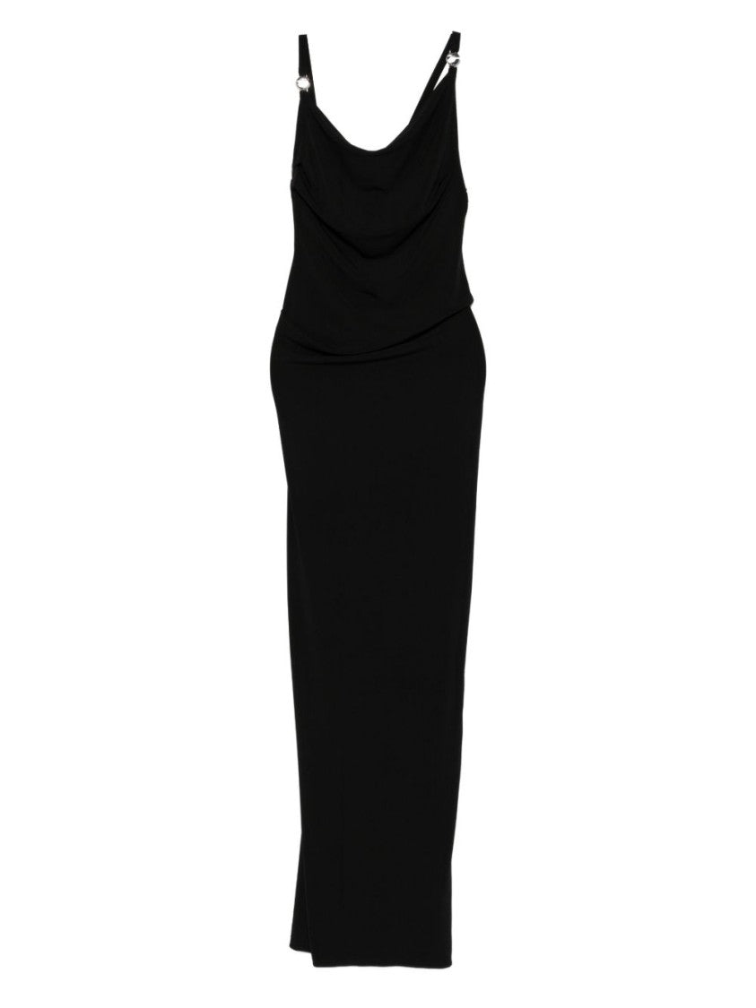 Coperni Black Cowl Neck Ring Detail Dress