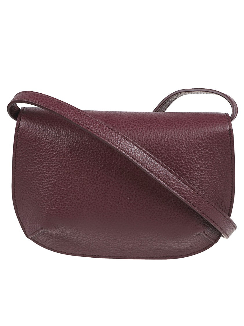Ferragamo Mini Pebbled Leather Flap Bag With Gancini Hardware