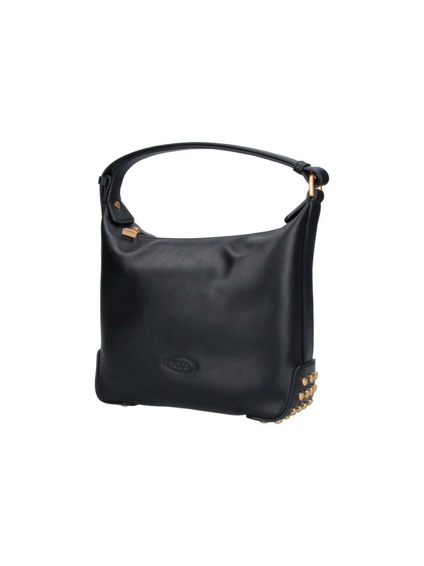 Tod's Black Metal Dots Leather Shoulder Bag