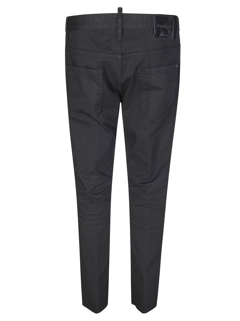 Dsquared2 Black Skater Tapered Leather Patch Jeans