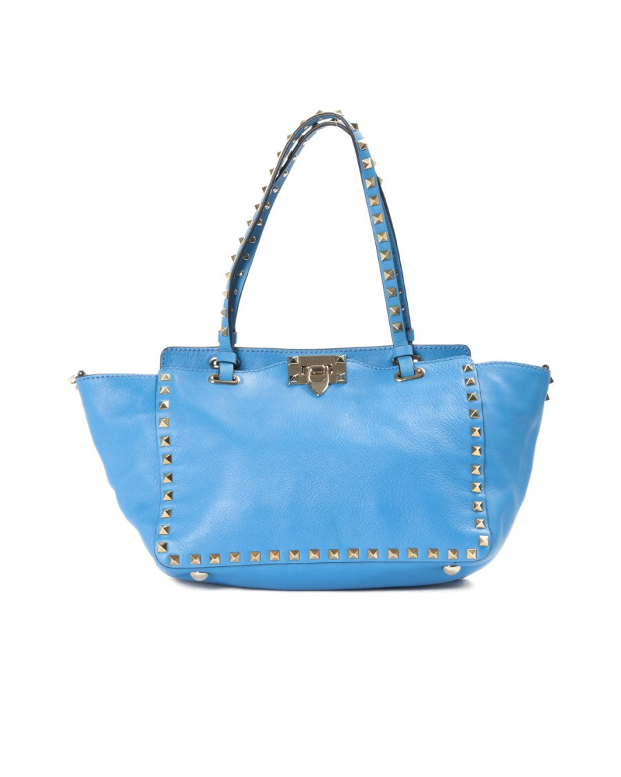 Valentino Rockstud Small Shopper In Electric Blue