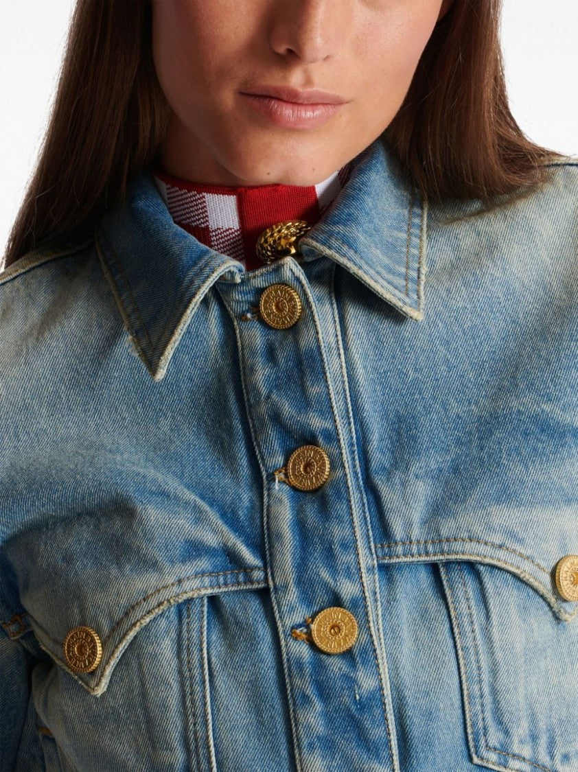 Balmain Cropped Denim Jacket