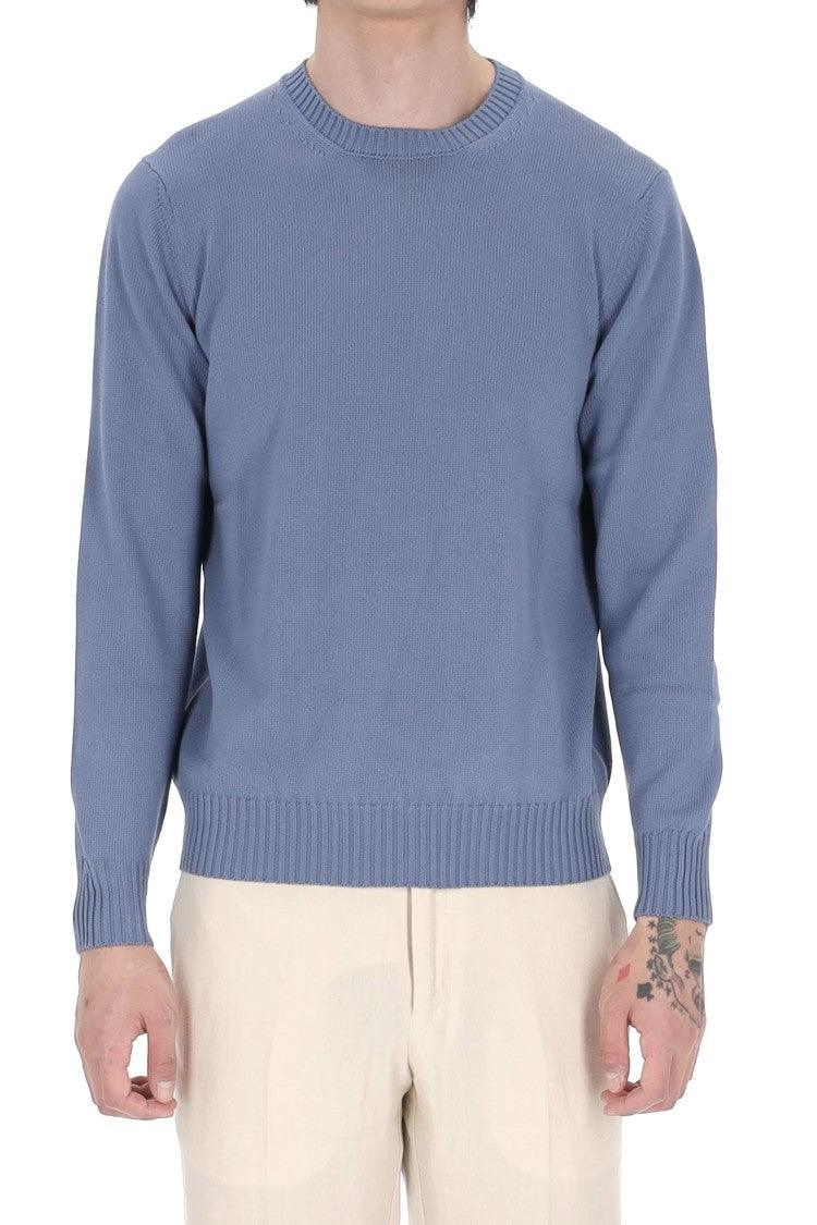 Drumohr Denim Gauge 8 Cotton Crewneck Sweater