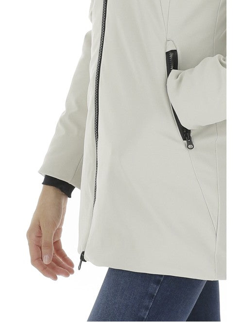 Save The Duck Beige Short Jacket With Double-Layer Fabric