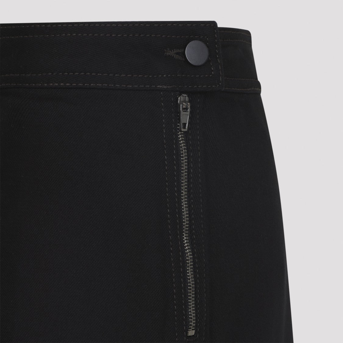 Lemaire Asymmetric Black Cotton Midi Skirt