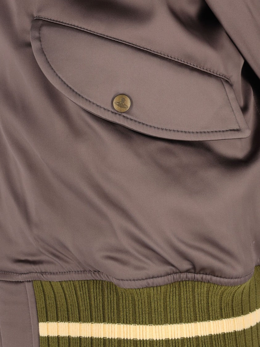Vivienne Westwood Bomber-Style Grey Jacket With Ribbed Details