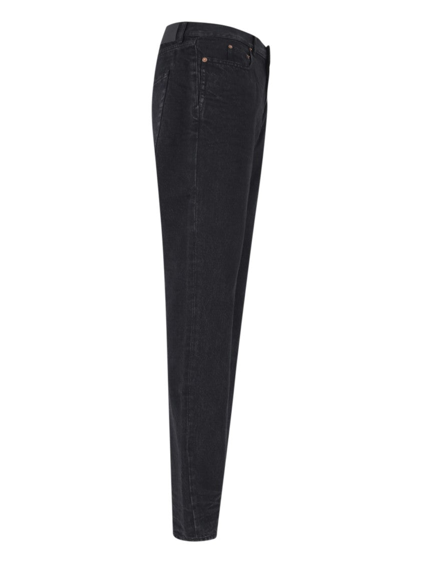 Saint Laurent Black Mid-Rise Cotton Denim Straight-Leg Jeans