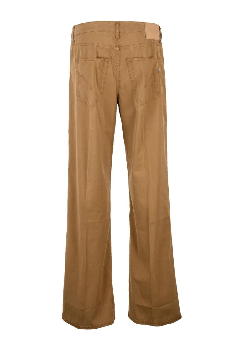Dondup Lyocell Cotton Elastane Wide Leg Trousers - Brown