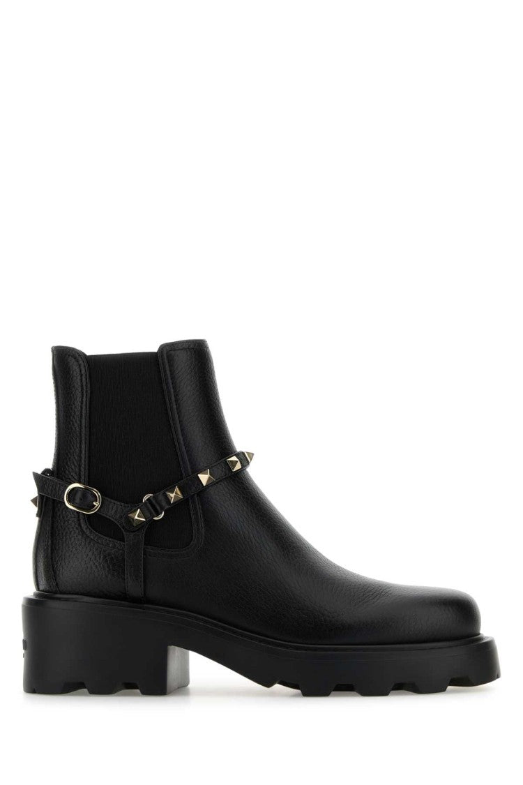 Valentino Garavani Black Leather Ankle Boots