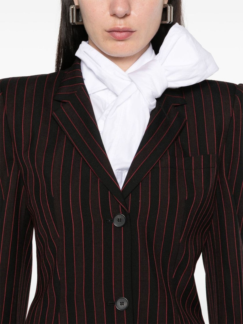 Alexander Mcqueen Tailored Black Blazer With Pinstripe Detail
