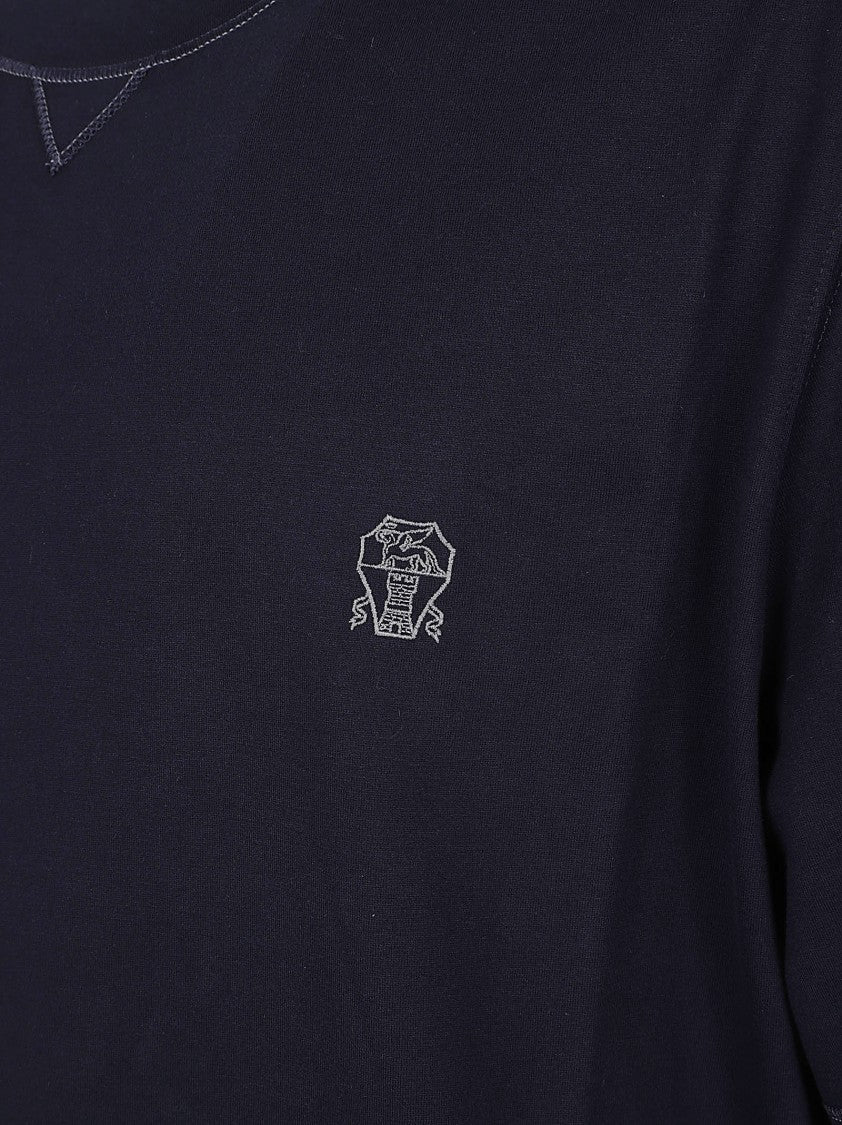 Brunello Cucinelli Navy Blue Short-Sleeve T-Shirt