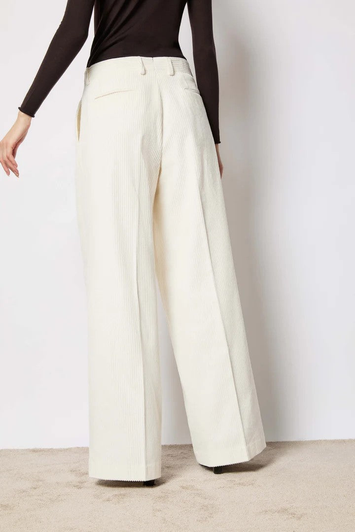 L.B.M. 1911 High-Waist Wide-Leg Pants With Ribbed Texture