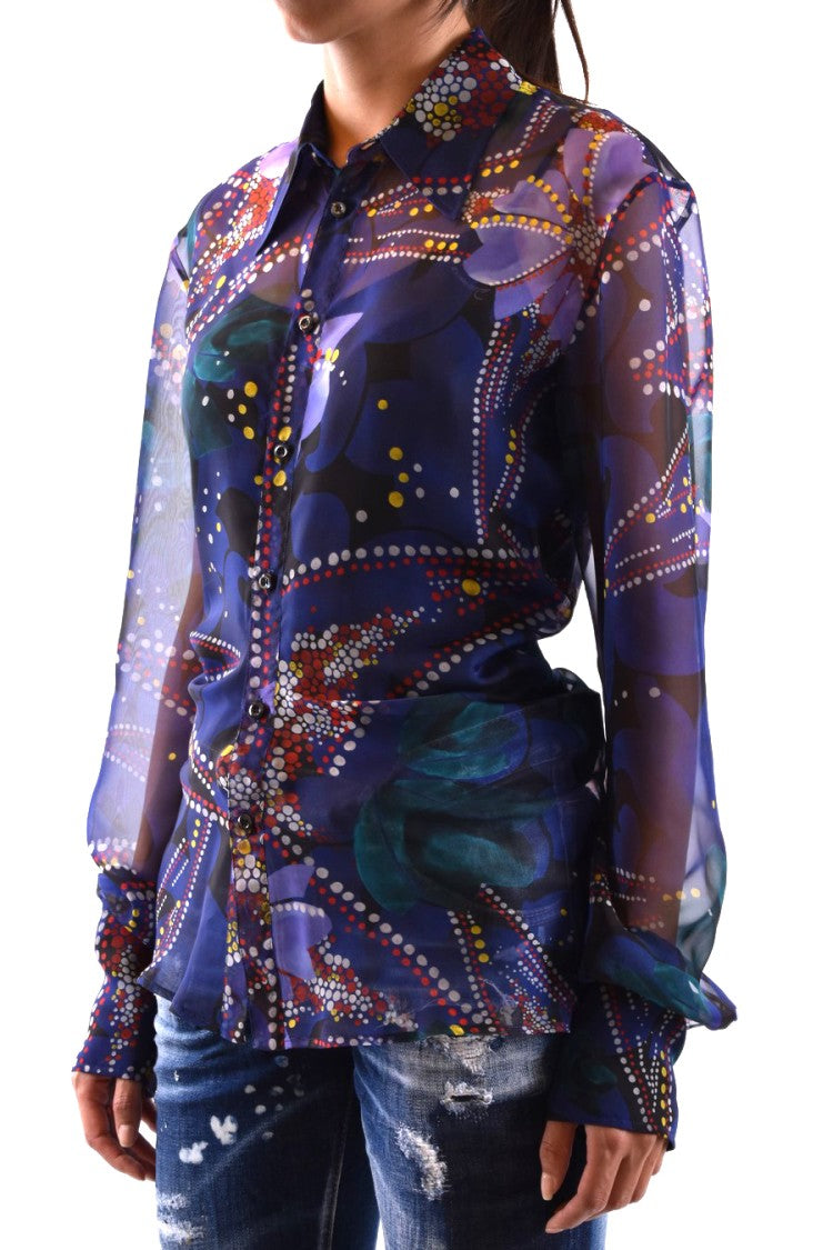 Dsquared2 Multicolor Abstract Print Shirt With Classic Collar
