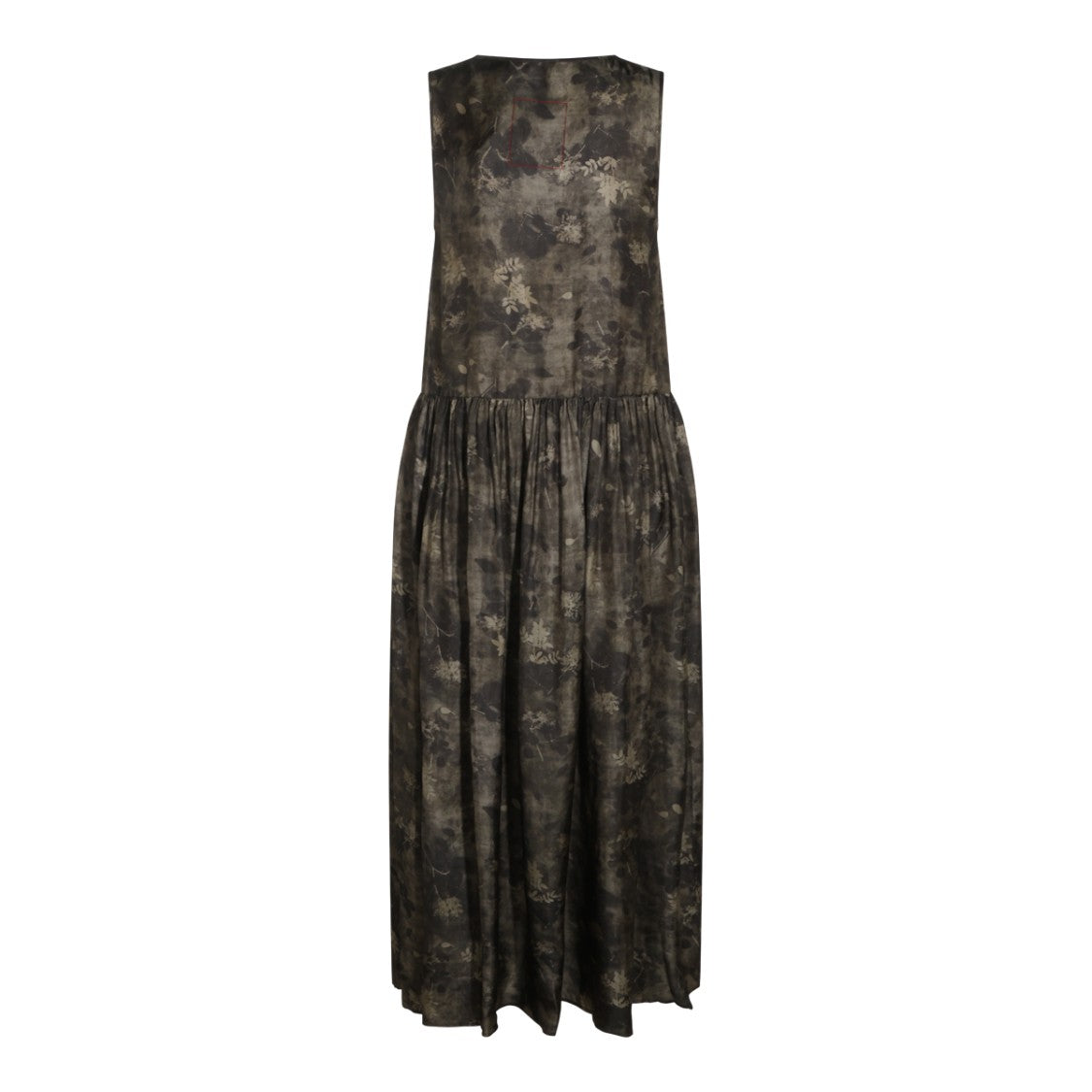 Uma Wang Sleeveless Abstract Floral Gathered Waist Maxi Dress