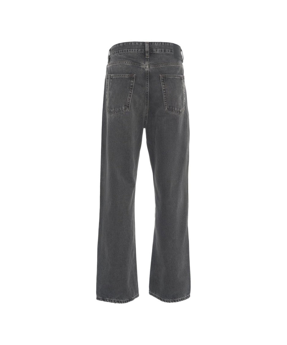 Won Hundred Washed Black Straight Leg Jeans With Five-Pocket Design