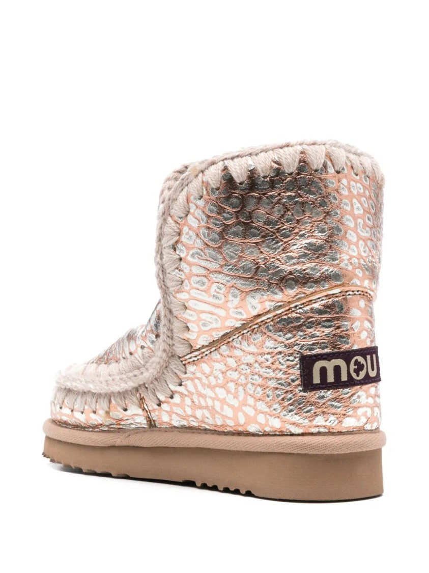 Mou Textured Gold Ankle Boots