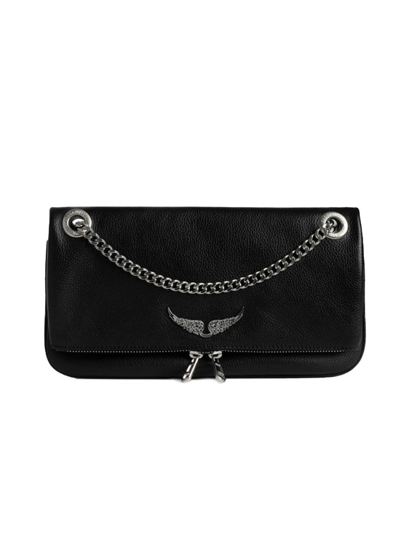Zadig & Voltaire Rectangular Textured Clutch Bag With Silver Hardware