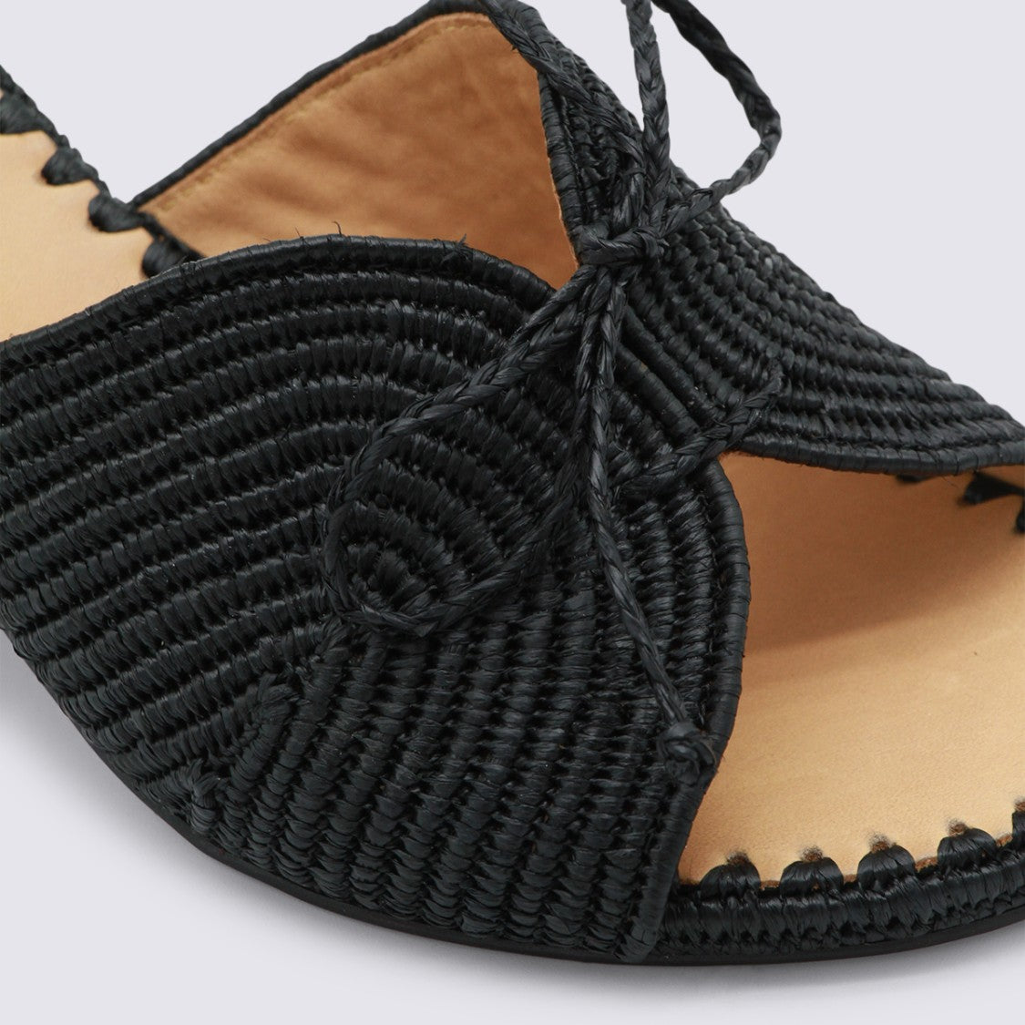 Odissi Woven Black Sandals With Braided Upper