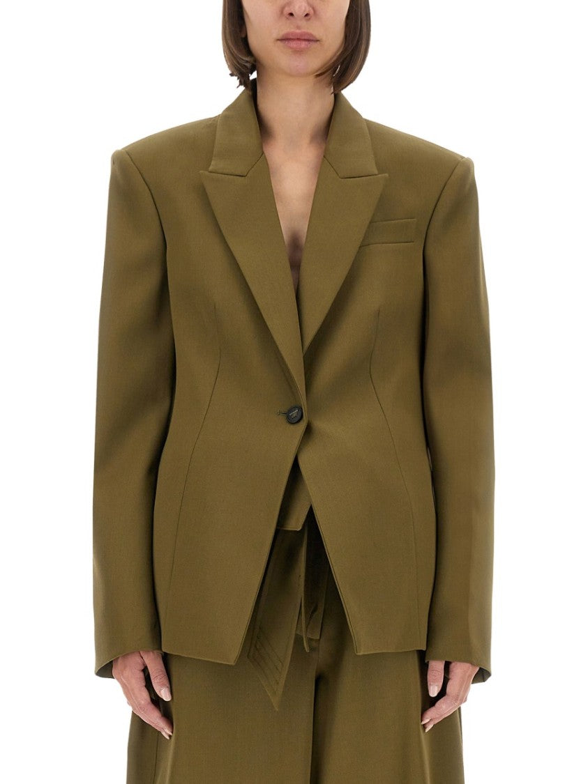 The Attico Tailored Gabardine Jacket With Unique Tie Detail