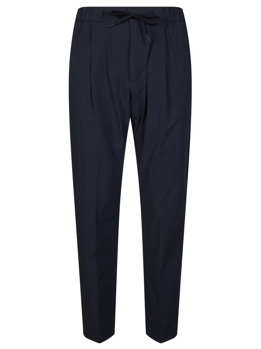 Herno Blue Technical Nylon Front Pleats Trousers