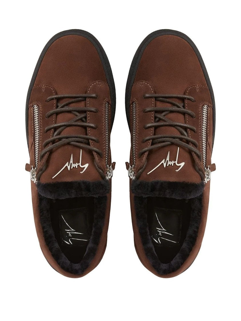 Giuseppe Zanotti Suede Low Top Trainers With Silver-Tone Accents