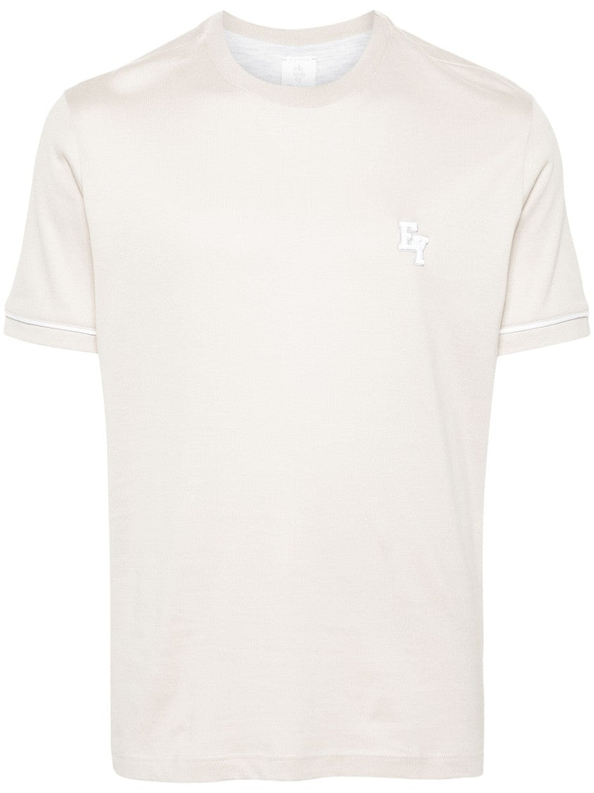 Eleventy Beige Short Sleeve T-Shirt With Round Neckline