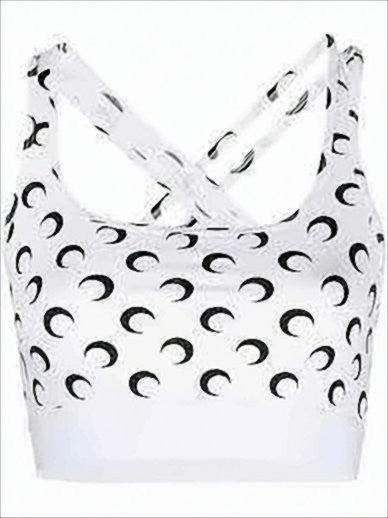 Marine Serre Crescent Moon Pattern Sleeveless Crop Top