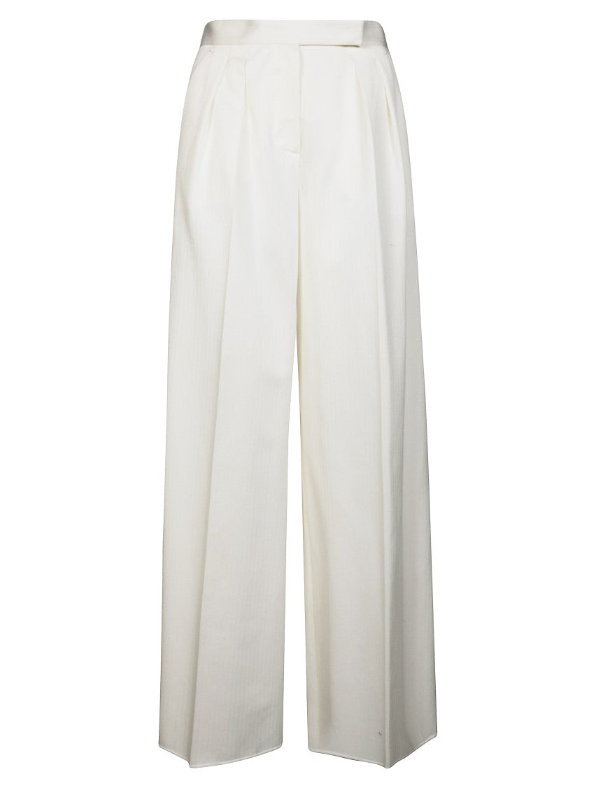 Max Mara Wide-Leg High-Waisted Pants With Chevron Texture