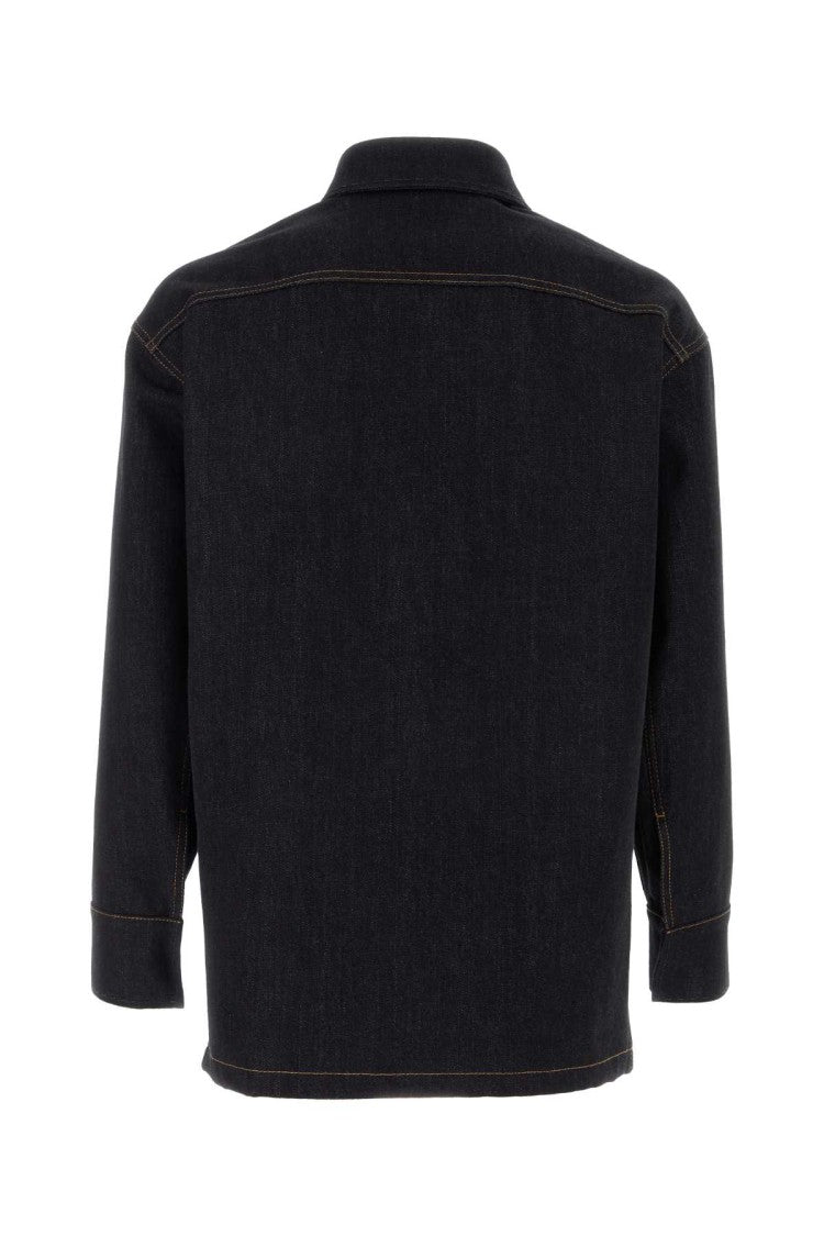 Fendi Structured Black Denim Jacket With Classic Design