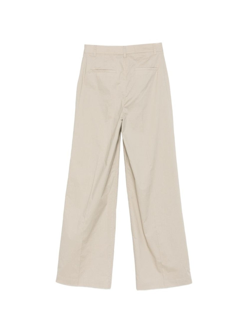 Liu Jo Beige Cotton Buttoned Wide-Leg Pants