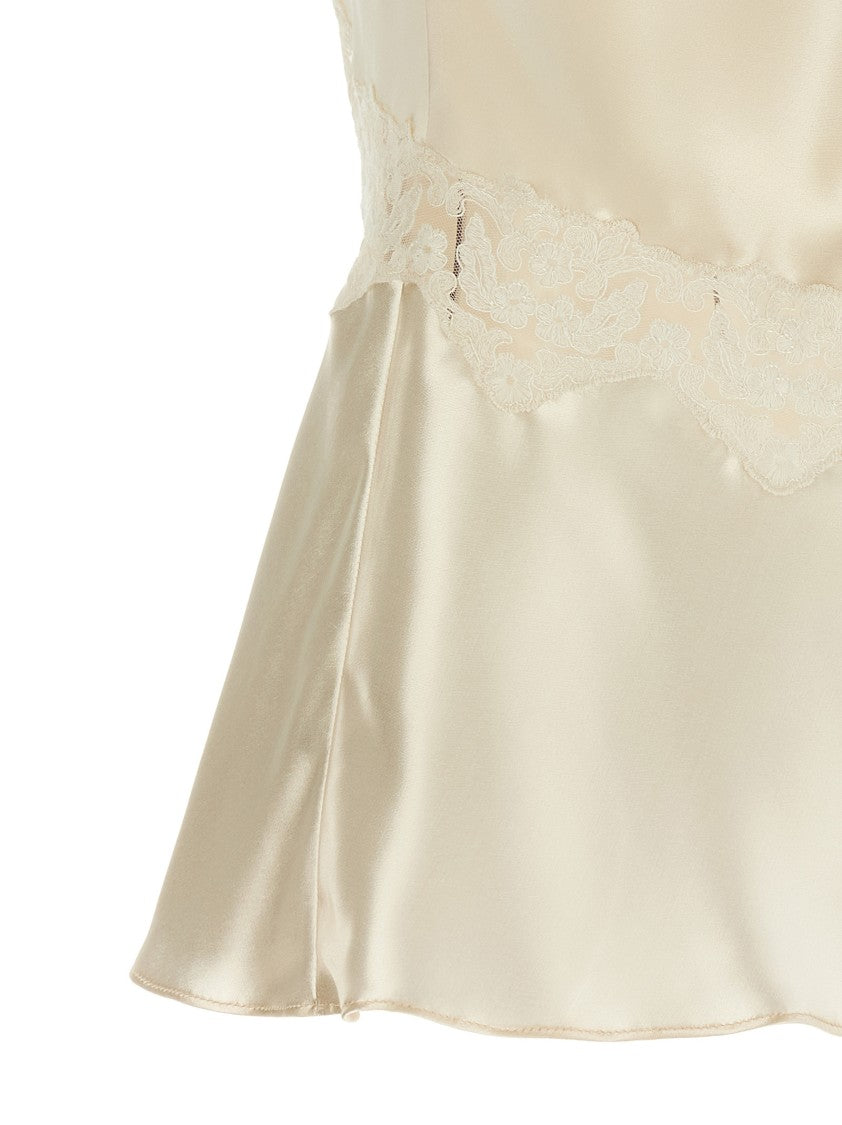 Alberta Ferretti Satin And Lace Top
