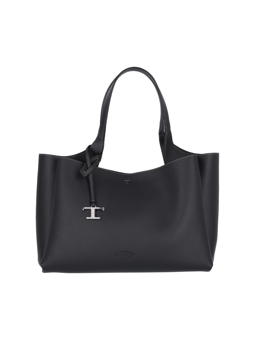 Tod's Black Timeless Hammered Leather Tote Bag