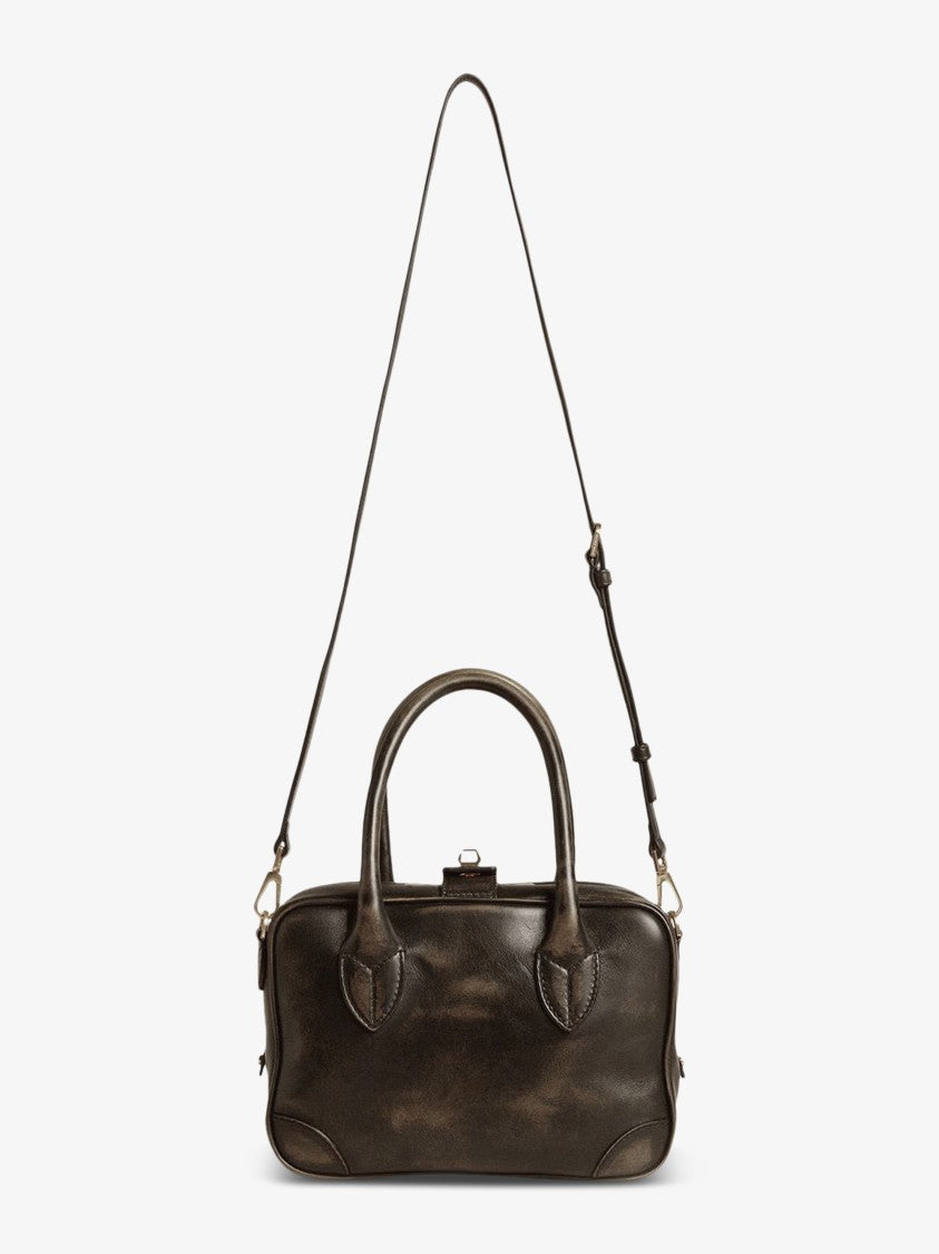 Golden Goose Structured Distressed Bull Leather Handbag