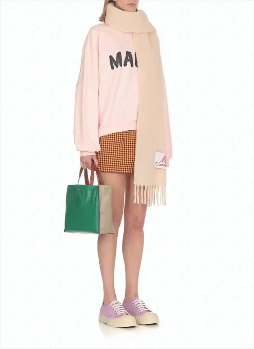 Marni Pastel Pink Long-Sleeve Top With Bold Brushstroke Detailing