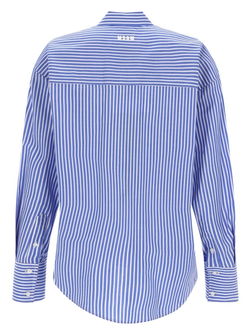 Msgm Vertical Stripes Two Shades Blue Shirt